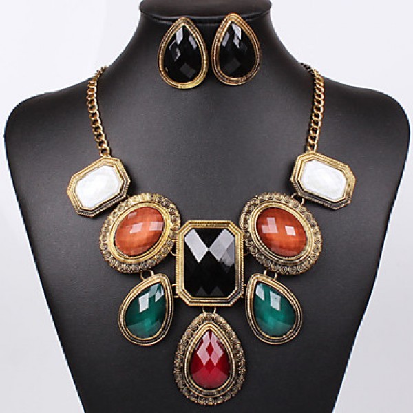 Women Vintage/Cute/Party/Casual Alloy/Gemstone & Crystal/Cubic Zirconia Necklace/Earrings Sets  