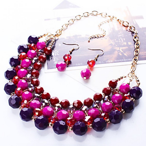 Women Vintage/Cute/Party/Casual Alloy/Rhinestone/Gemstone & Crystal/Cubic Zirconia Necklace/Earrings Sets  