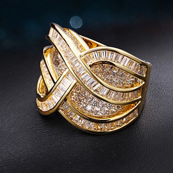 Cubic Zirconia / Copper / Platinum Plated / Gold Plated Ring Band Rings Wedding / Party / Daily / Casual / N/A 1pc