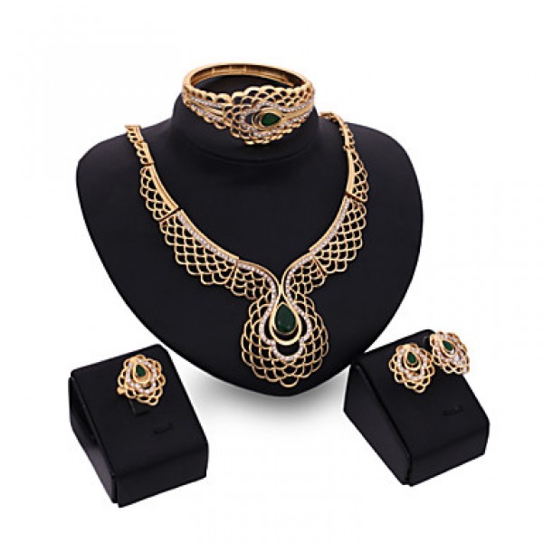 18K Gold Plated Choker Chunky Statement Necklace Jewelry Set For Women Multi Layer Necklace Gold  