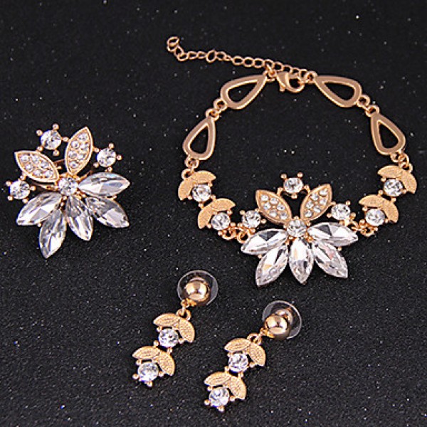 Women Vintage / Party / Casual Alloy / Gemstone & Crystal / Cubic Zirconia Necklace / Earrings / Bracelet / Ring Sets  