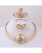 Gold-plated Fashion romantic heart line(Including Necklace, Earring, Bracelet, Ring) Jewelry Sets  