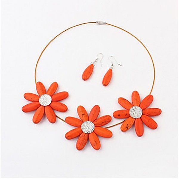 Women's Sun Flwoer Earrings&Necklace Set  