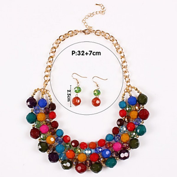 Women Vintage/Cute/Party/Casual Alloy/Rhinestone/Gemstone & Crystal/Cubic Zirconia Necklace/Earrings Sets  