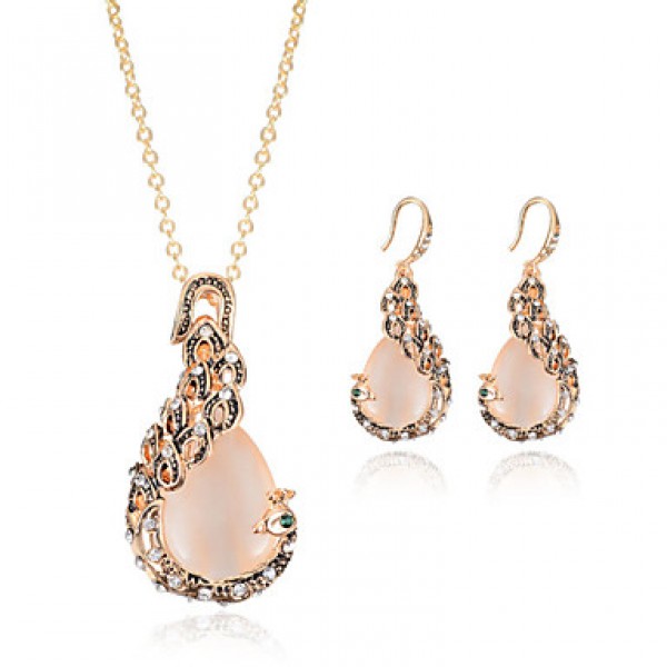 Women Vintage / Party Rose Gold Plated Necklace / Earrings Sets  