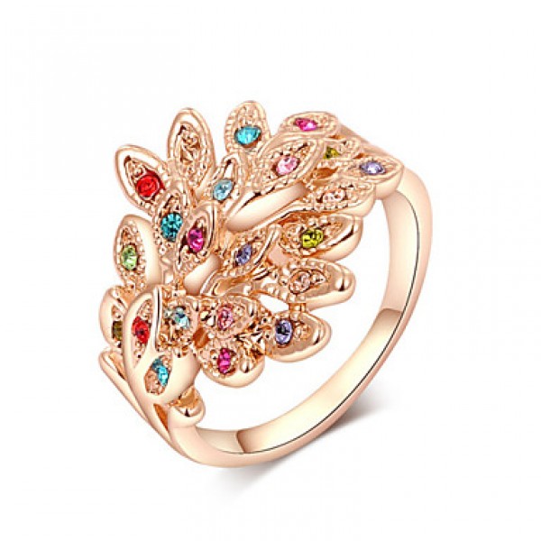  Fashion Colorful Zircon Peacock Statement Rings Wedding/Party/Daily