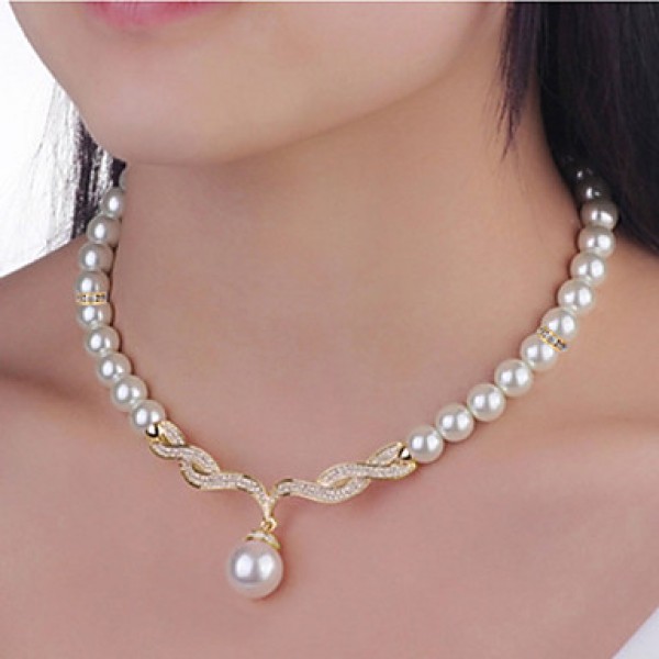 Women Vintage / Party / Casual Alloy / Cubic Zirconia / Imitation Pearl Necklace / Earrings Sets  