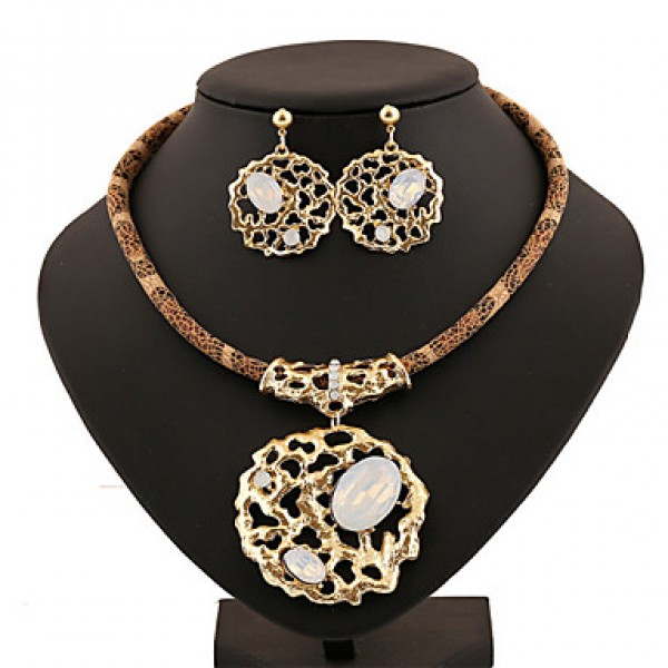 Women Latest Fashion Alloy Rhinestone Imitation Pearl Necklace/Earrings Sets  