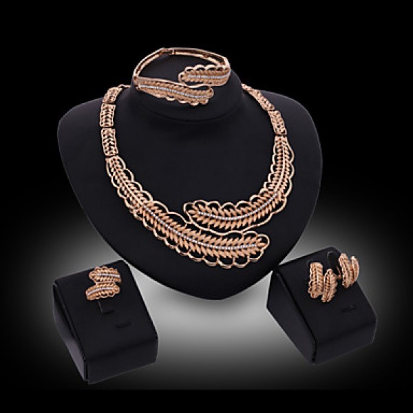 New Women Vintage / Party Gold Plated Necklace / Earrings / Bracelet / Ring Sets  