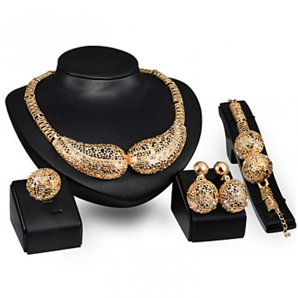 Women Latest Fashion Alloy Rhinestone Imitation Pearl Necklace/Earrings/Bracelets/Rings Sets  