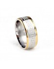  8mm Width Two Tone The Great Wall Pattern Titanium Steel Men's Band Ring