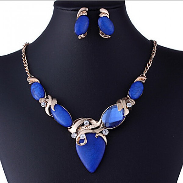 Women Vintage / Party Gold Plated / Alloy / Rhinestone / Resin Necklace / Earrings Jewelry Sets  