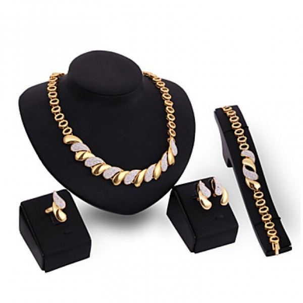 18K Gold Plated Choker Chunky Statement Necklace Jewelry Set For Women Multi Layer Necklace Gold  