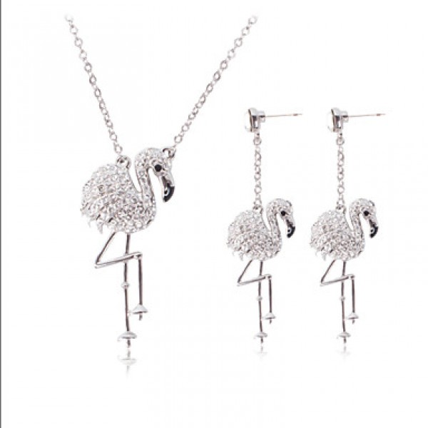 Women Vintage Silver Plated Necklace / Earrings Sets  