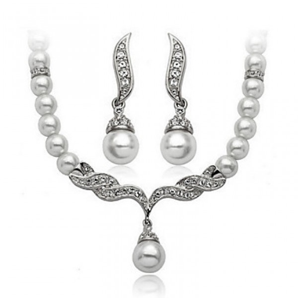 Women Vintage / Party / Casual Alloy / Cubic Zirconia / Imitation Pearl Necklace / Earrings Sets  