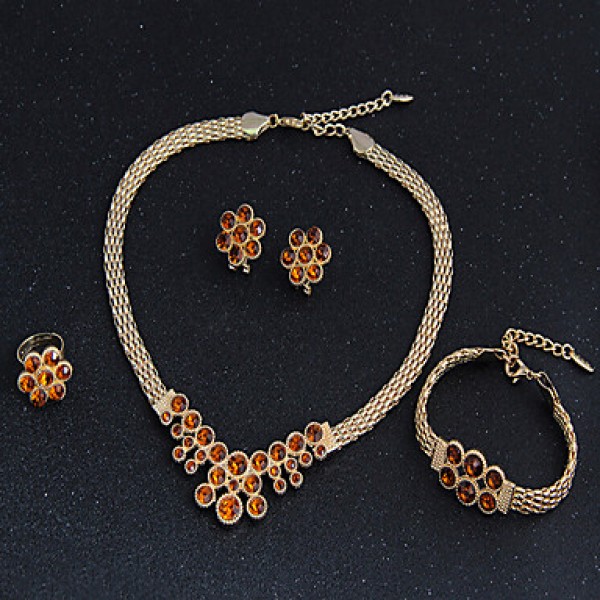 European retro Necklace Earrings Bracelet Ring Set  