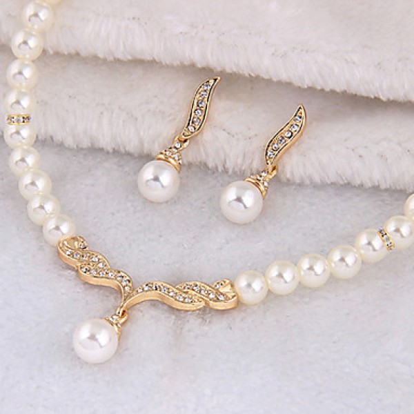 Women Vintage / Party / Casual Alloy / Cubic Zirconia / Imitation Pearl Necklace / Earrings Sets  