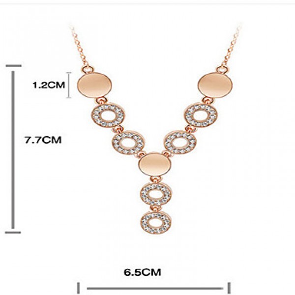 Happiness full diamond necklace ring circle Crystal Earrings Set  