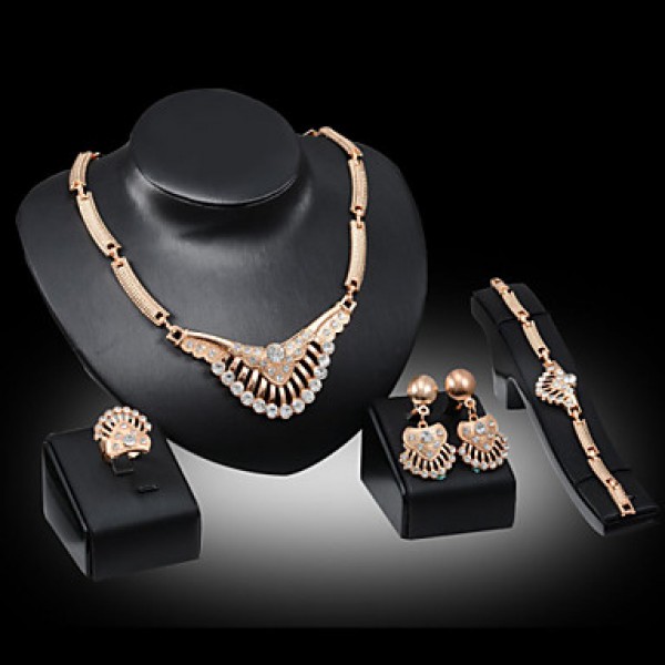 Women Vintage / Party Rose Gold Plated Necklace / Earrings / Bracelet / Ring Sets  