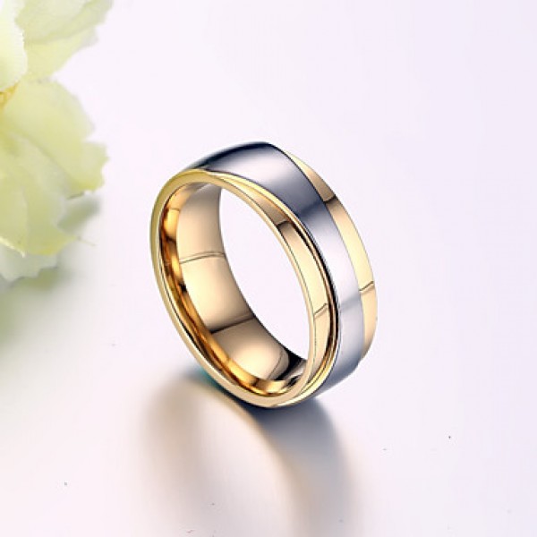 Drill Super Luxury with Zirconium Drill 18 K Gold Titanium Steel Couples Ring