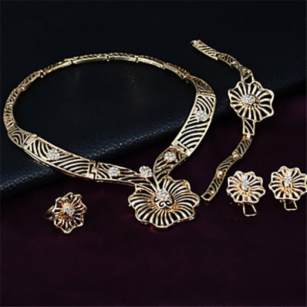 Women Latest Fashion Alloy Rhinestone Imitation Pearl Necklace/Earrings/Bracelets/Rings Sets  