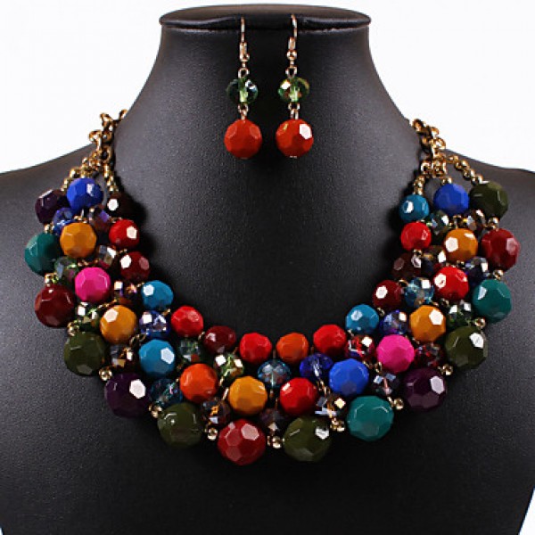 Women Vintage/Cute/Party/Casual Alloy/Rhinestone/Gemstone & Crystal/Cubic Zirconia Necklace/Earrings Sets  