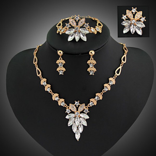 Women Vintage / Party / Casual Alloy / Gemstone & Crystal / Cubic Zirconia Necklace / Earrings / Bracelet / Ring Sets  