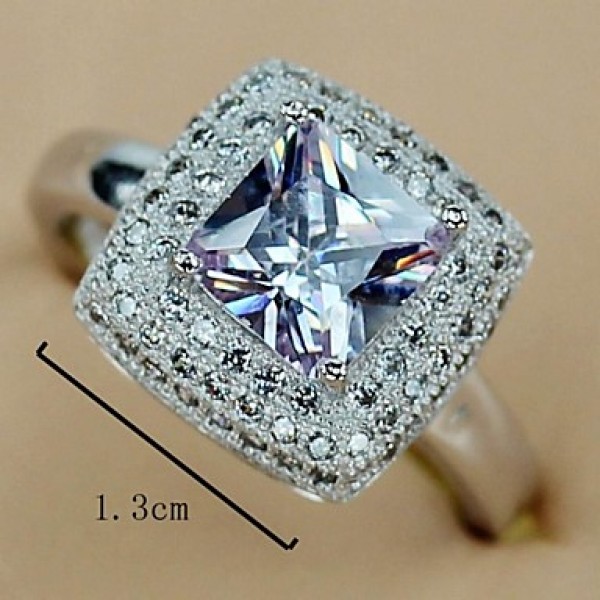 Fashion 925 Silver Plated Copper Zircon Ring